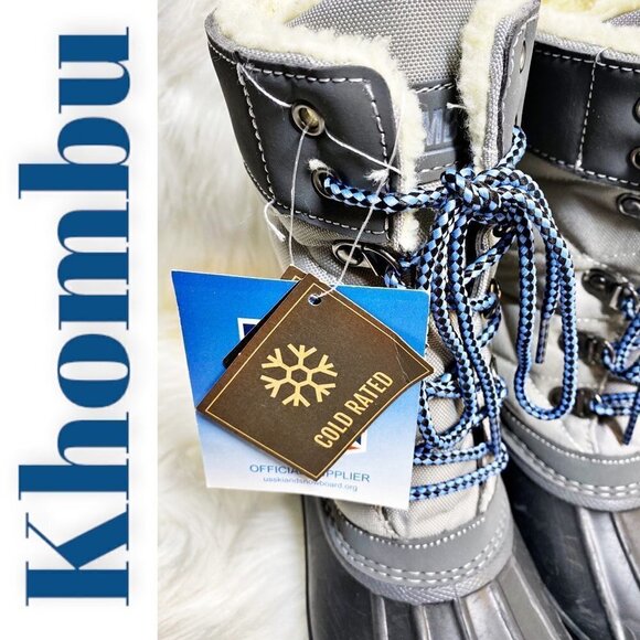 NWT KHOMBU ANNABEL Gray Thermolite Insulated Quilted Mid-Calf Snow Boots, Size 7 - Picture 3 of 10